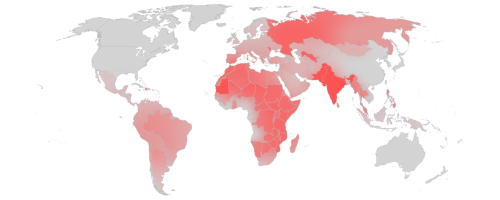 Slavernij index wereldwijd